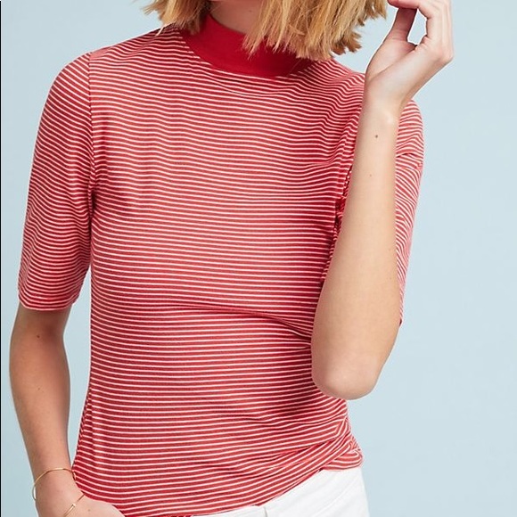 Anthropologie Tops - NWT Striped Mock Neck Tee